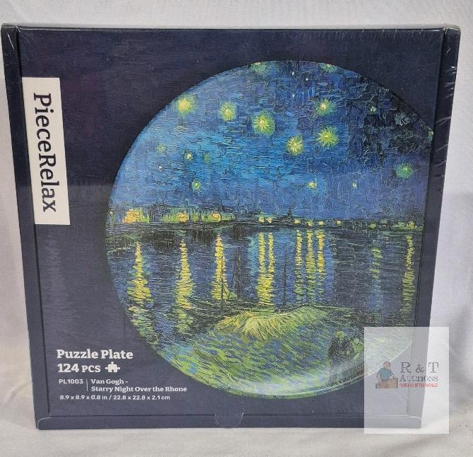 PieceRelax PL1003 124-Piece 3D Puzzle Plate - Van Gogh's "Starry Night Over the Rhone"