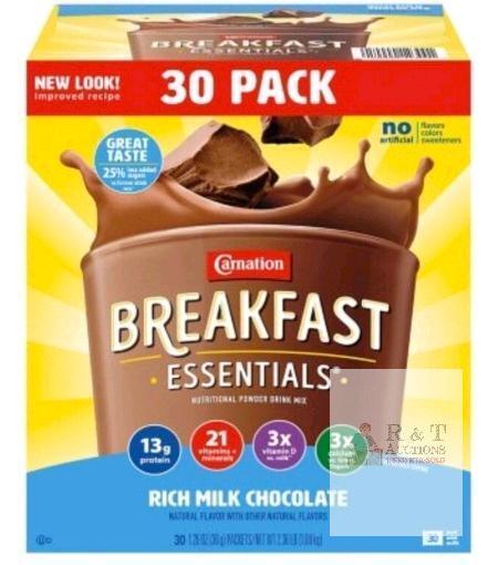 30 New Packs Carnation Instant Breakfast Essentials, Variety Pack