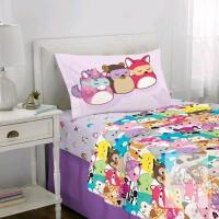 New Twin-Size SQUISHMALLOWS Microfiber 3-Piece Sheet Set, 1 Fitted Sheet, 1 Flat Sheet, 2 Reversible Pillowcases Some Marks From Transit