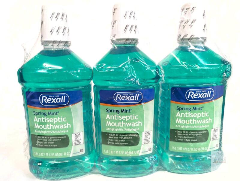 New 3-Pack Rexall Spring Mint Antiseptic Mouthwash, 1.5L each [exp 10/26/2026]