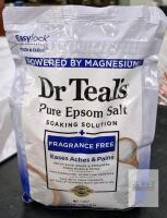 Dr Teal's Pure Epsom Salt Soaking Solution, Fragrance Free, 4 lbs New, Some missing small hole from transit