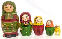 Vintage USSR Russian Matryoshka Nesting Dolls 5 Piece Set, Up To 6" Tall