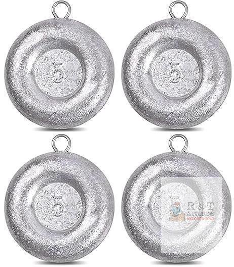 New 4pc Disc Sinkers, Fishing Weights, Flat Coin Sinkers Fishing Tackle - 5oz Each