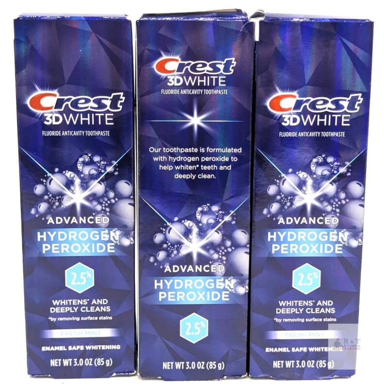 3 New Crest 3D White Advanced Hydrogen Peroxide 2.5% Enamel-Safe Whitening Toothpaste 85g [10/2026]