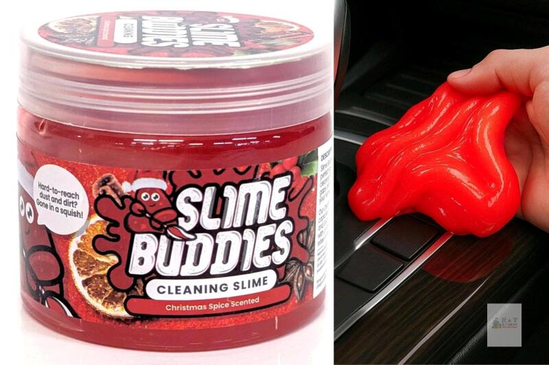 New Slime Buddies Car Cleaning Gel Putty Apple Scented Interior Detailing Tool for Cup Holders, Air Vents & Keyboard Reusable Auto Detailing Accessories Dust Remover Goop, Christmas Spice Scented 160g
