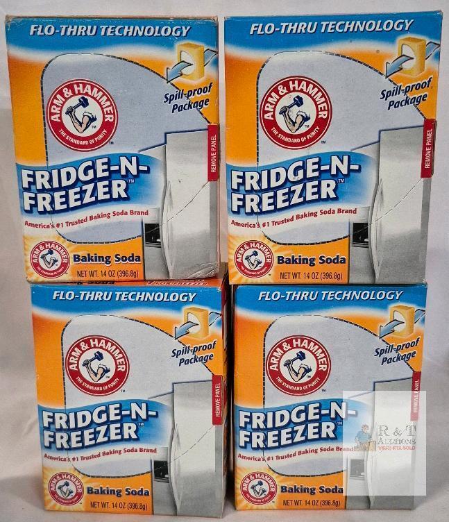 Arm & Hammer Fridge-N-Freezer Baking Soda 14 oz, 4 Pack, Flo-Thru Technology, Odor Control