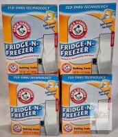 Arm & Hammer Fridge-N-Freezer Baking Soda 14 oz, 4 Pack, Flo-Thru Technology, Odor Control
