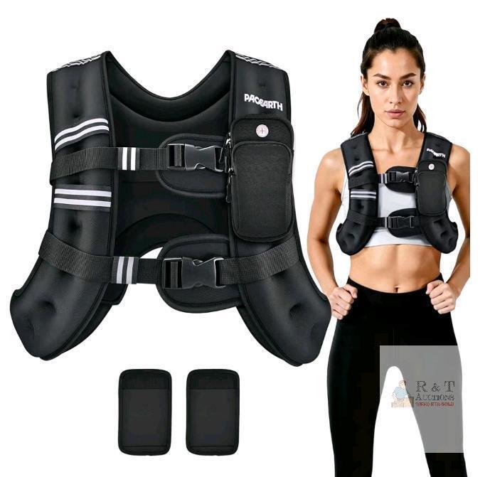 New PACEARTH Weighted Vest 16 Pounds Weight Vest with Reflective Stripe, Body Weight Vests Adjustable for Men, Women Workout, Strength Training, Running, Walking, Jogging