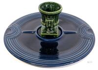 Vintage Fiesta-Stye 12.25" Hostess Tray Plate & Beauceware Quebec Canada Glazed Clay Footed Urn/Vase #1424, 4"