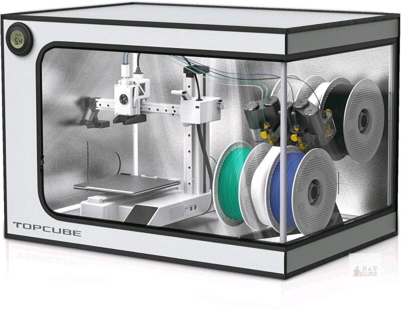 New TOPCUBE - Case for Bambu Lab A1 Mini Combo 3D Printer, Stainless Steel Frame Housing with LED Light, Fireproof, Dustproof, Noise Reducing, Constant Temperature, 735X
