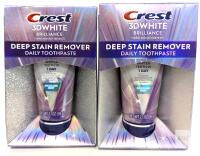 2 New CREST 3D White Brilliance Deep Stain Remover Fluoride Anticavity Toothpaste, 59g [exp 10/2026]