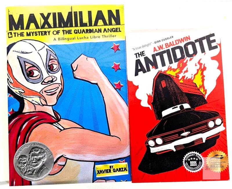 2 New Paperback Books : Maximilian & The Mystery of the Guardian Angel (A Bilingual Lucha Libre Thriller) & The Antidote by A. W. Baldwin