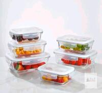 New TEEM Rectangular Glass Food Storage Containers with Lids, 6-Pack Airtight Meal Prep Containers (34oz, 22oz, 12.5oz) Borosilicate Glass, Leak-Proof, Oven Microwave Freezer Dishwasher Safe