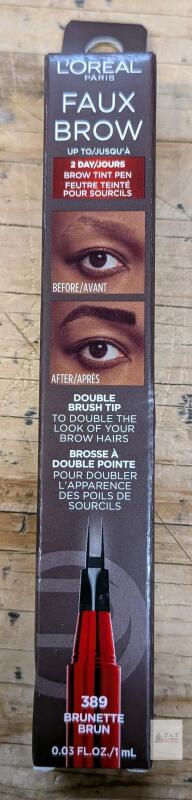 L'Or&eacute;al Paris Faux Brow Hair-Like Brow Filling Pen, 389 Brunette, 0.03 fl. oz.