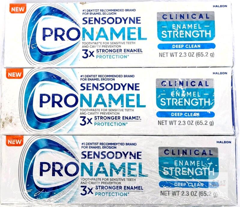 New 3-Pack Sensodyne ProNamel Clinical Enamel Strength Deep Clean Toothpastes, 65.2g ea [exp 11/2026]