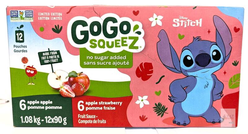 New GoGo Squeeze No Sugar Added Apple Fruit Sauce Pouches, 6 Apple / 6 Apple Strawberry, 12&times;90g [05/27/2026]