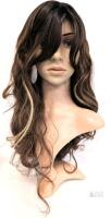 New 23" Long Brown Mixed Blond Wavy Hair Wig