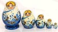 Vintage Russian-Style Matryoshka Nesting Dolls 5 Piece Set, Up To 4.25" Tall