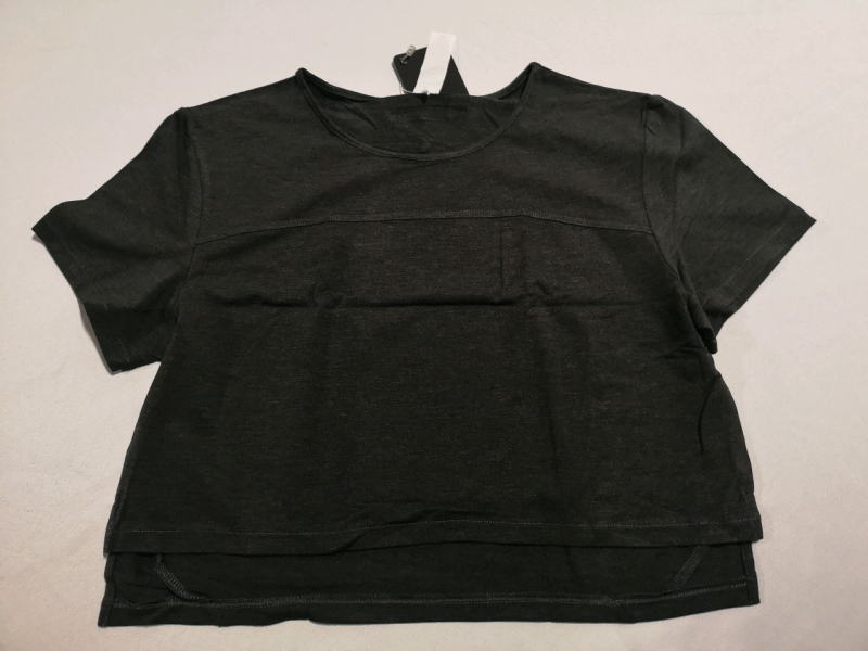 New ALPHALETE Women's sz XL Premium Crop Top (Black Marled)