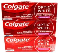 New 3-Pack COLGATE Optic White Anticavity Toothpaste For Sensitive Teeth, Enamel Safe, Clean Mint Toothpaste, 119g ea [exp 11/2026]