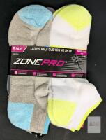 New 6-Pack Shoe Size 4-10 Women's Zone Pro Half Cushion No Show Socks
