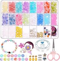 New Swpeet 627Pcs 18 Colors 8mm Transparent Color Glass Beads Bracelet Making Kit Includes Acrylic Glass Beads, Pendant, Spacer Beads, Scissors, Elastic Strings Cord for DIY Beading Necklace