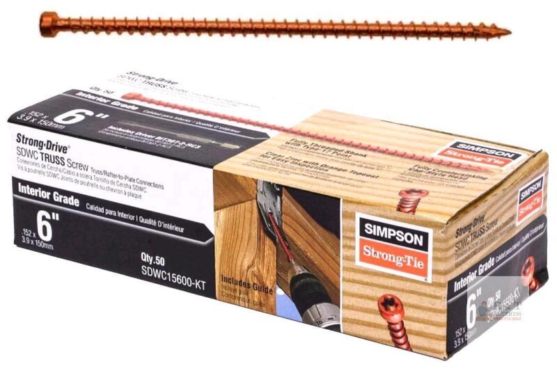 New 50ct SIMPSON Strong-Tie Strong-Drive SDWC 6" Truss Screws SIM-SDWC15600-KT