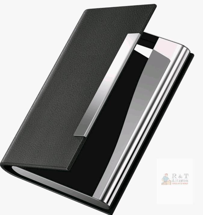 New - Padike Business Card Holder, Business Card Case Luxury PU Leather & Stainless Steel Multi Card Case