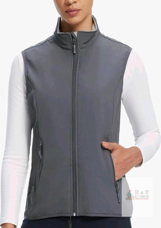 New - Fit Space Women's Sz. XXL Lightweight Vest Soft Shell Waistcoat Sleeveless Windproof Jacket Zip Pockets Cycling Hiking Running Golf , Grey