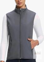 New - Fit Space Women's Sz. XXL Lightweight Vest Soft Shell Waistcoat Sleeveless Windproof Jacket Zip Pockets Cycling Hiking Running Golf , Grey