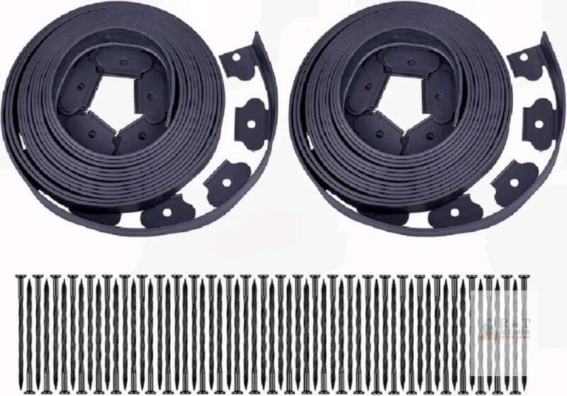 New Garden Edging, 60ft Landscape Edging with 60 Spikes for Lawn 2 Inch Tall (Black, 60FT)