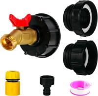 New IBC Tote Adapter, 275-330 Gallon IBC Bag Tank Fittings, 1/2in Brass Water Shut-Off Hose Valve Faucet, 2.44in Fine Thread & 2.36in Coarse Thread Tote Valve, Garden Hose Quick Connector Adapter