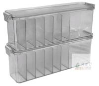 New 2-Pack Cord Organizers With Lids, Stackable Locking Hard Clear Separated Plastic Organizers For Cords, Cables + More, 11.75" &times; 2.75" &times; 3.75" Each