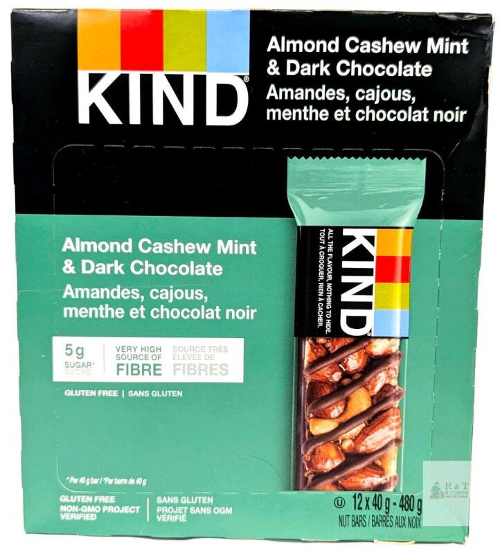 [bb 04/25/2026] New KIND Almond Cashew Mint & Dark Chocolate Gluten-Free Nut Bars, 12 Bars 40g Each