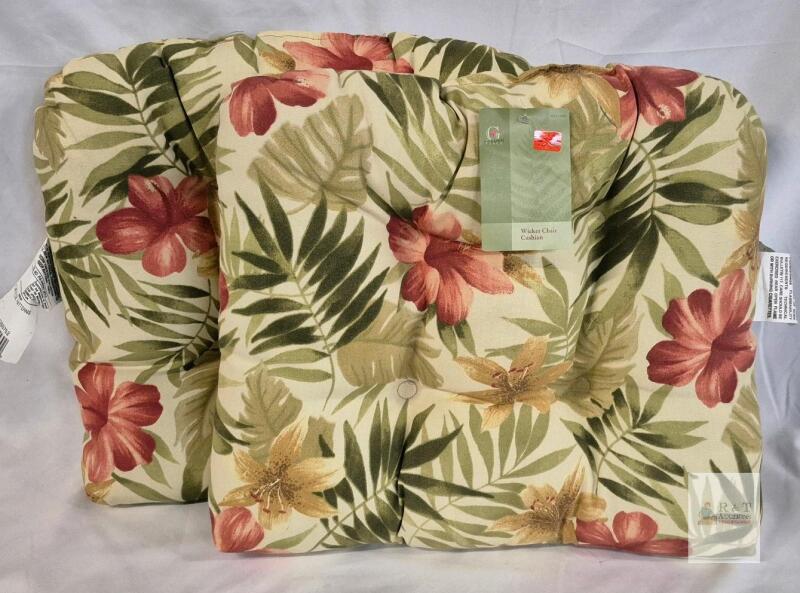 Garden Place Wicker Chair Cushions, 19"x18"x4", Floral, Set of 2, Polyester, Target, USA Made