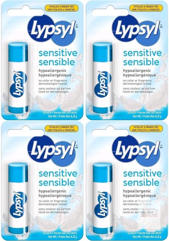 4 New LYPSYL Sensitive Hypoallergenic Lip Balms, 4.2g ea