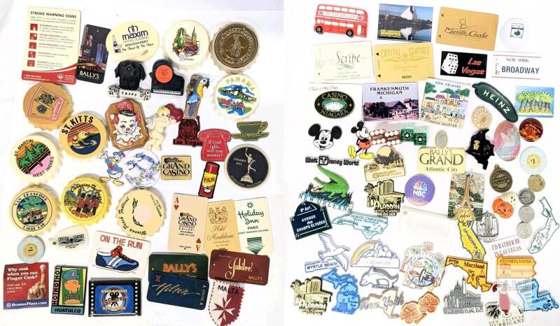 Assorted Vintage Fridge Magnets : Tourism, US States, Hotel Keys, Museums, Tours, Tokens + More