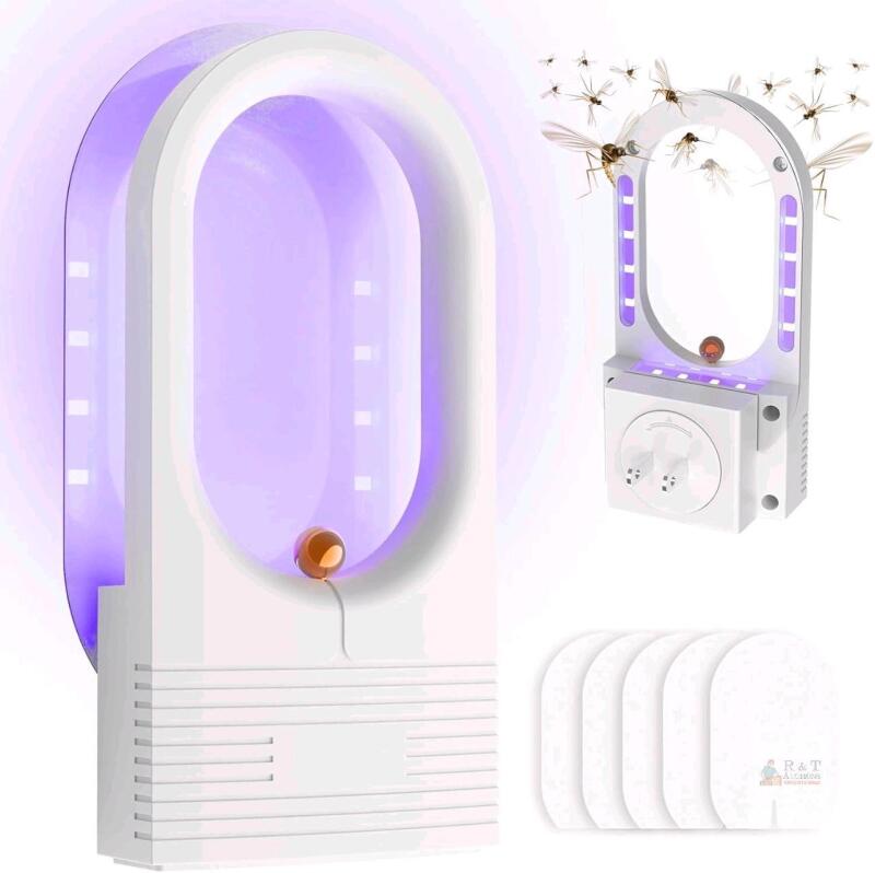 New Flying Insect Trap, Highly Effective Purple Bluish Ultraviolet Light | Plug-in Fly Trap (1 Device +5 Refills)