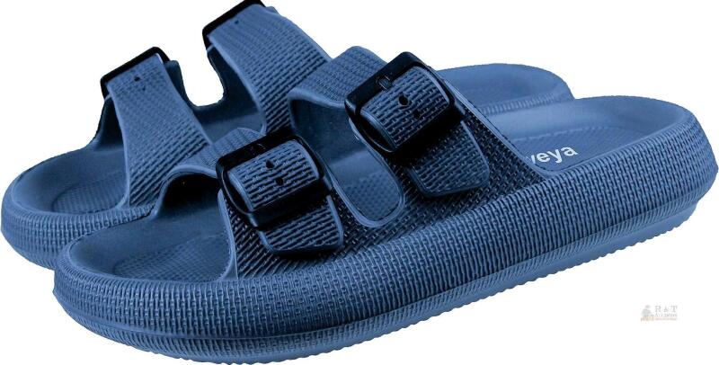 New Sixe 5-6M/7-7.5W Unisex Weweya Pillow Slippers, Non Slip Sandals Shower Slides - Adjustable Buckles - Cushioned Thick Sole