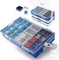 New TidyMate Modular Organizer Box, Heavy-Duty Stackable Tool Storage Case with Removable Compartments, Clear Lid, Portable Hardware Organizer for Screws, Nuts, Bolts, and Accessories (Blue/Gray/Navy)