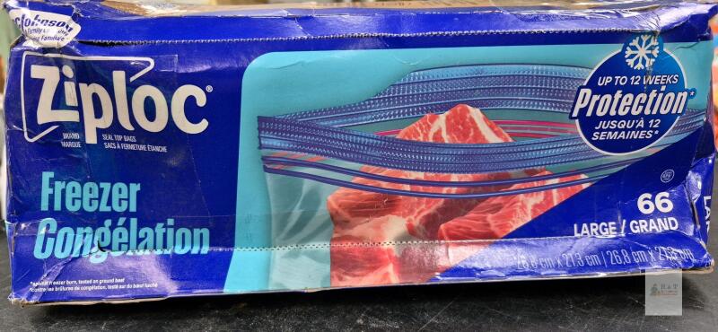 Ziploc Gallon Freezer Bags, 66 Count, Press-to-Close, BPA-Free, 9 Point Protection&trade; box damage
