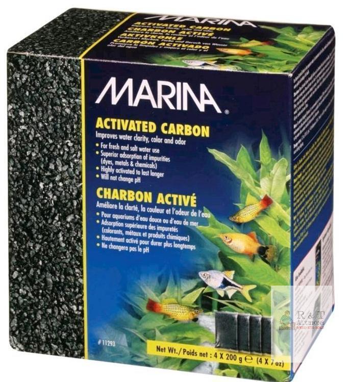 Marina Activated Carbon Aquarium Filter Media 4-Pack, 200g Each, For Fresh/Saltwater (11293)