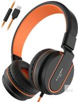 New Black/Orange Ailihen i35 USB-C Plug Wired Headphones With Kids Safe Volume Limiter