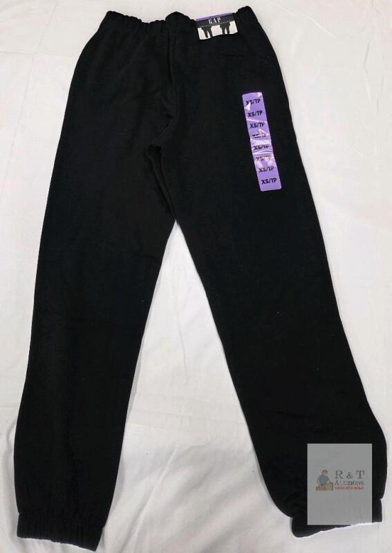 NEW GAP Black XS Fleece Joggers Sweatpants, Made in China, Elastic Cuffs & Waistband, Unisex