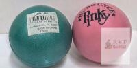 JA-RU Hi-Bounce Pinky Ball, 2.5" Diameter, Pink & Green, Rubber Playground Bouncy Balls, Barcodes