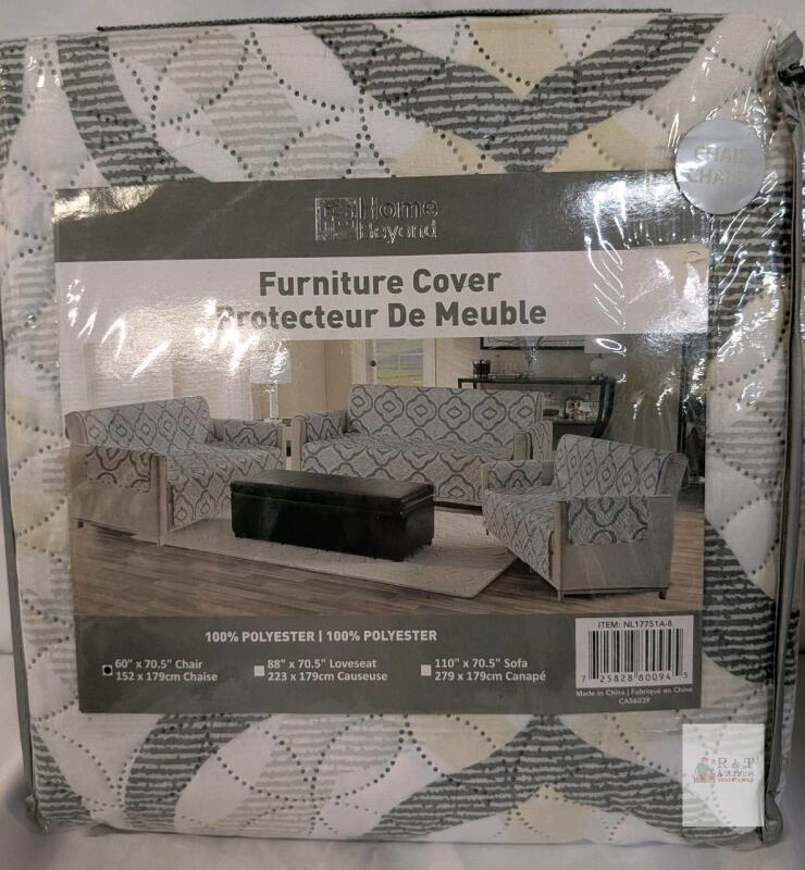 Home Beyond Furniture Cover Chair 60"x70.5" Gray Geometric Pattern, Polyester, NL17751A8