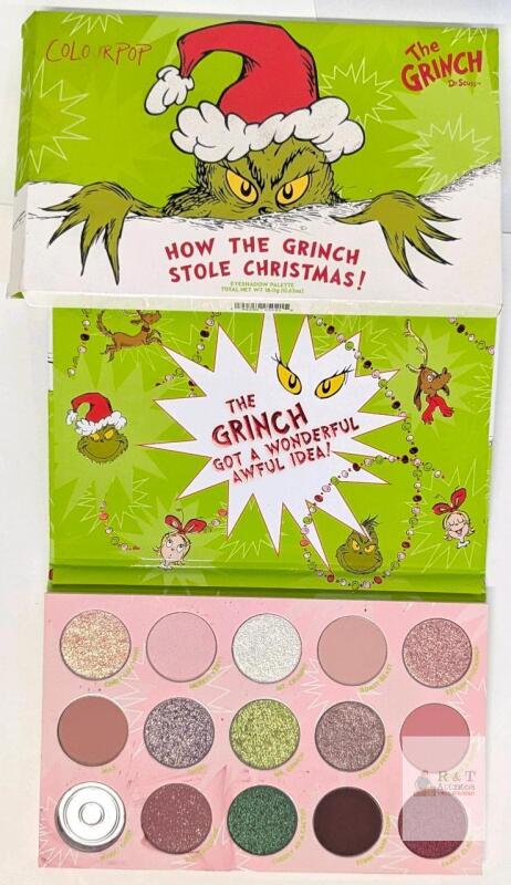 ColourPop Dr. Seuss The Grinch Eyeshadow Palette, 15 Shades, 18.0g, Limited Edition Collab Note: Online returns. Volumes may be lower than listed. Missing one color (Who's Cheer)