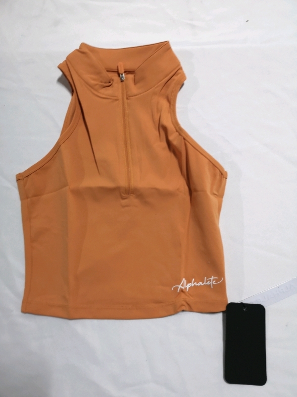 New ALPHALETE Women's sz Medium Pulse Zip Tank Top (Sun Kissed)