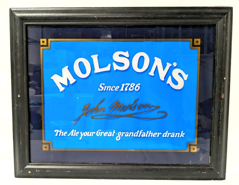 Vintage Framed Bar Sign: Molson's Since 1786.