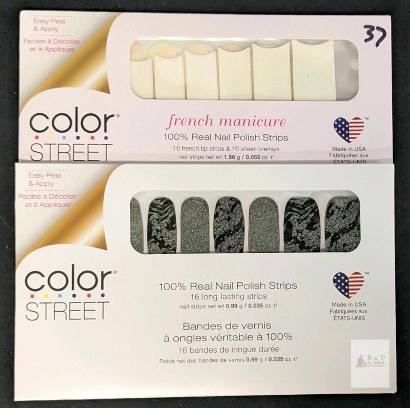 2 New Sets Color Street French Manicure & Real Nail Polish Strips, 16 Strips Per Pack